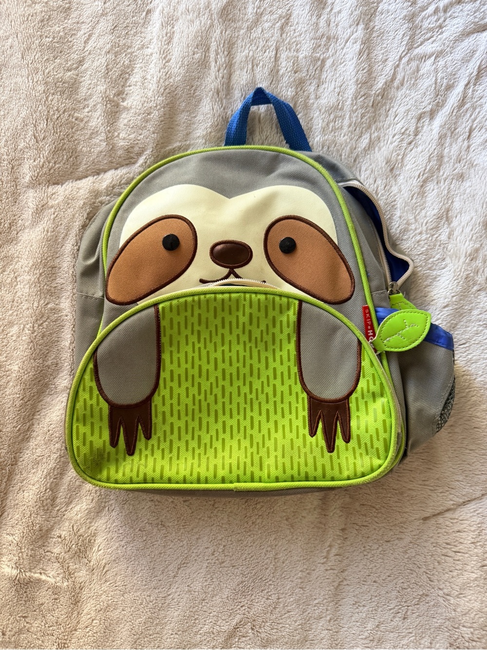 Skip Hop Gray and Lime Green Sloth Kids Backpack